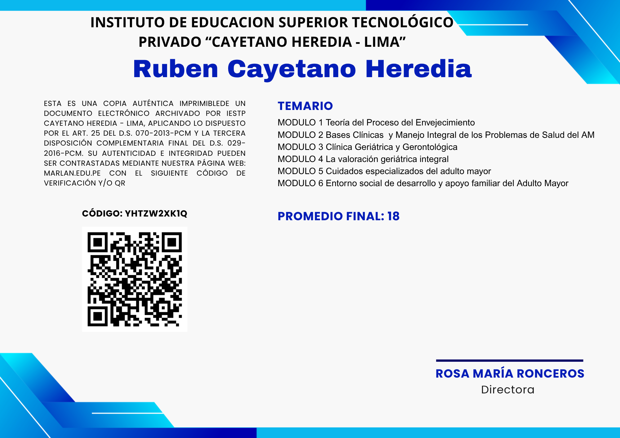 Reverso del certificado