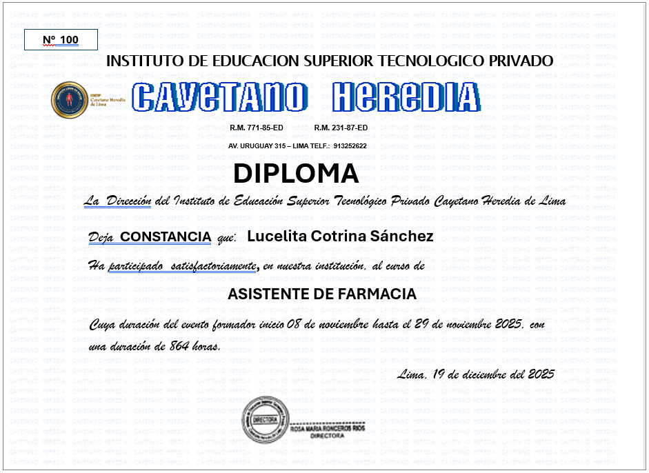 Anverso del certificado